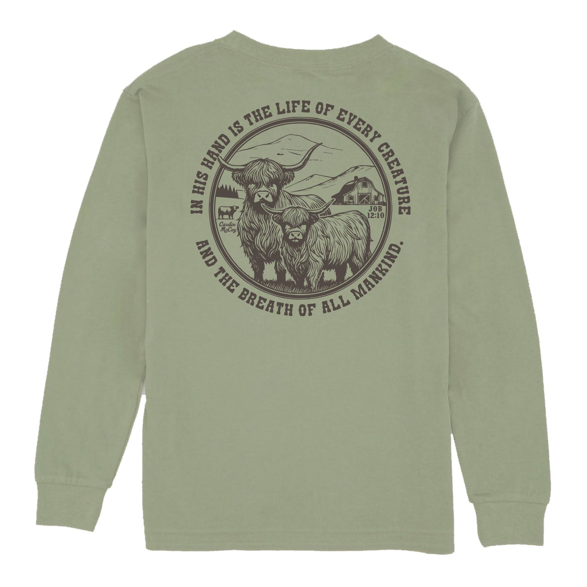 Boys' In His Hands Long-Sleeve Tee Long Sleeve T-Shirt Cardin McCoy Light Olive XXS (2/3) Pocket