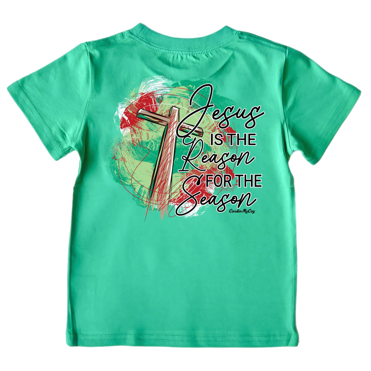 Boys' Jesus is the Reason Short-Sleeve Tee Short Sleeve T-Shirt Cardin McCoy Green XXS (2/3) Pocket