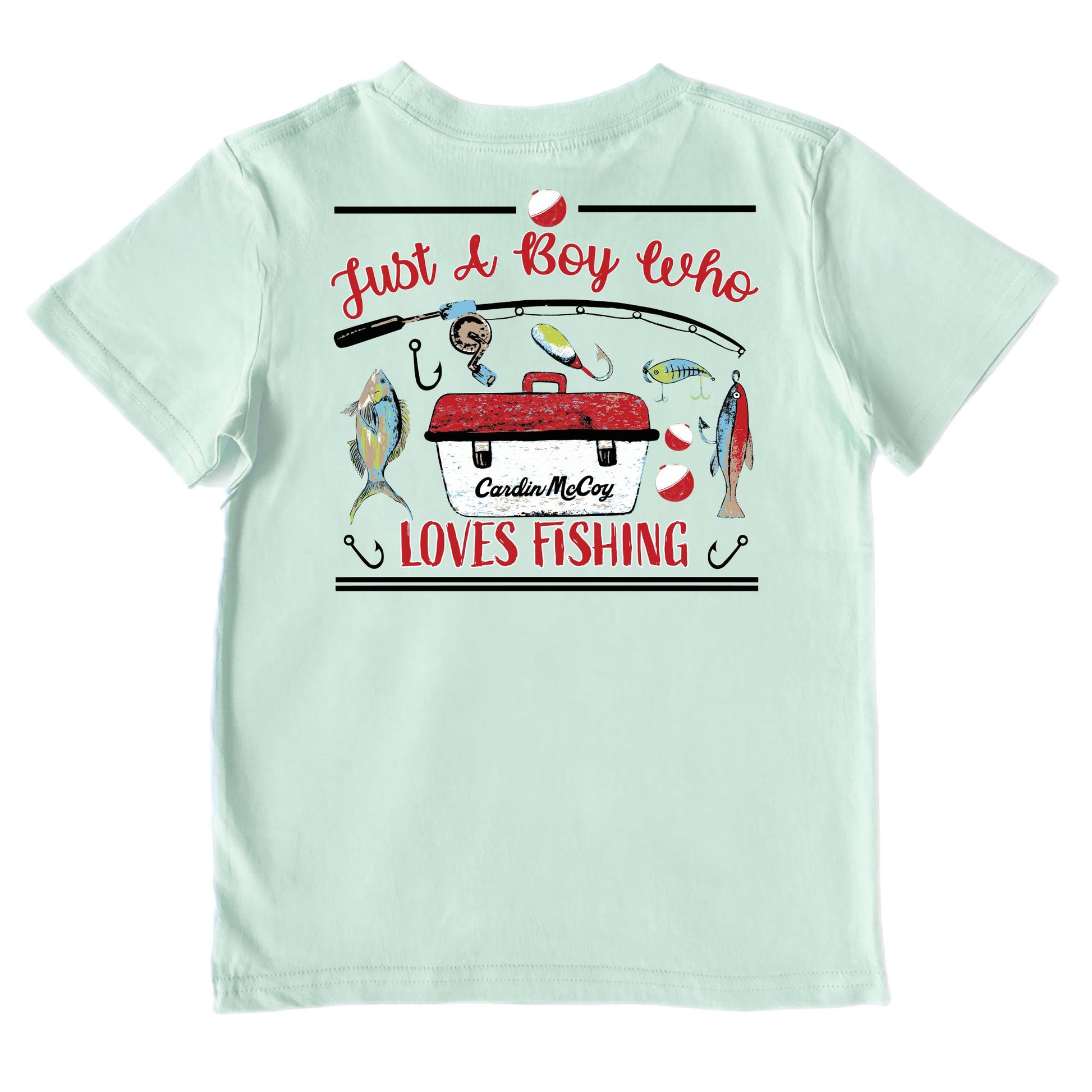 Boys' Just A Boy Who Loves Fishing Performance Short-Sleeve Tee Short Sleeve T-Shirt Cardin McCoy Surf Spray XXS (2/3) Performance