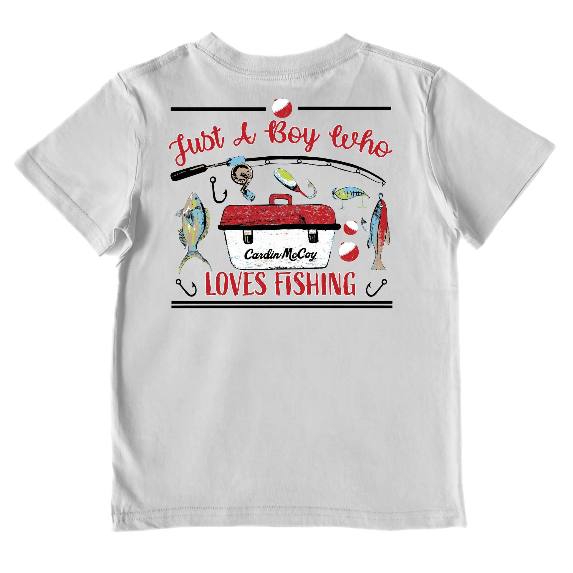 Boys' Just A Boy Who Loves Fishing Short-Sleeve Tee Short Sleeve T-Shirt Cardin McCoy Ice Gray XXS (2/3) Pocket