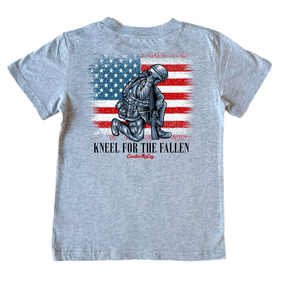 Boys' Kneel For the Fallen Short-Sleeve Tee Short Sleeve T-Shirt Cardin McCoy Heather Gray XXS (2/3) Pocket