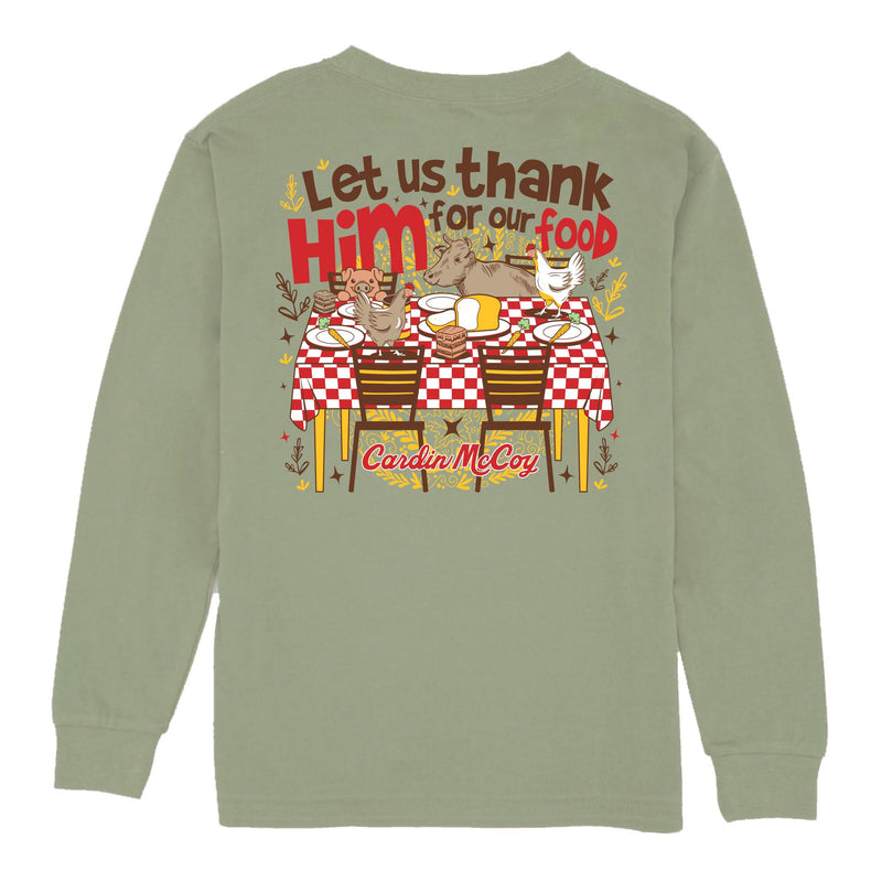 Boys' Let Us Thank Him Long-Sleeve Tee Long Sleeve T-Shirt Cardin McCoy Light Olive XXS (2/3) Pocket