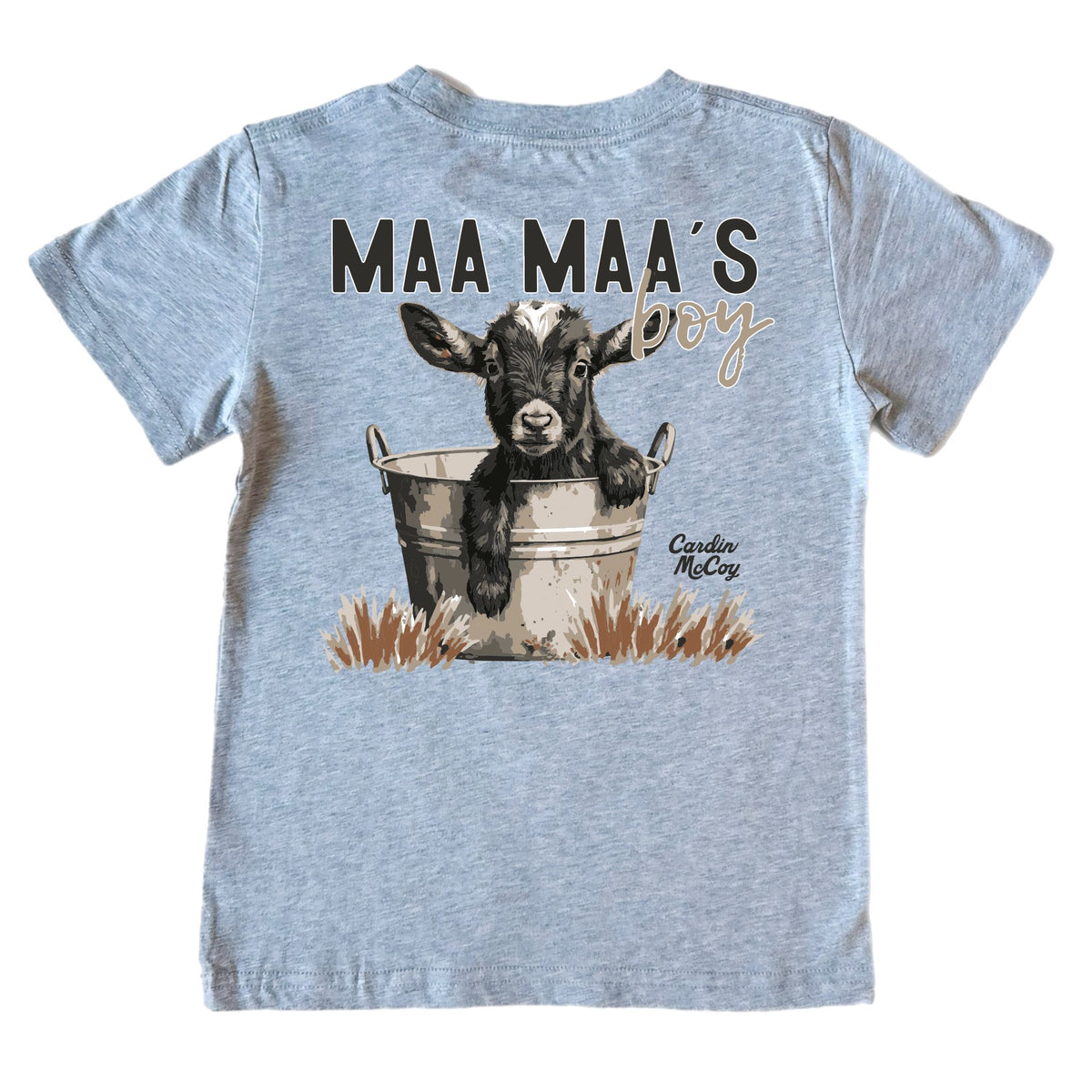 Boys' Maa Maa’s Boy Short-Sleeve Tee Short Sleeve T-Shirt Cardin McCoy Heather Gray XS (4/5) Pocket