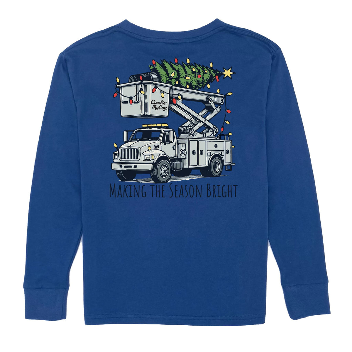 Boys' Making the Season Bright Long-Sleeve Tee Long Sleeve T-Shirt Cardin McCoy Blue XXS (2/3) Pocket