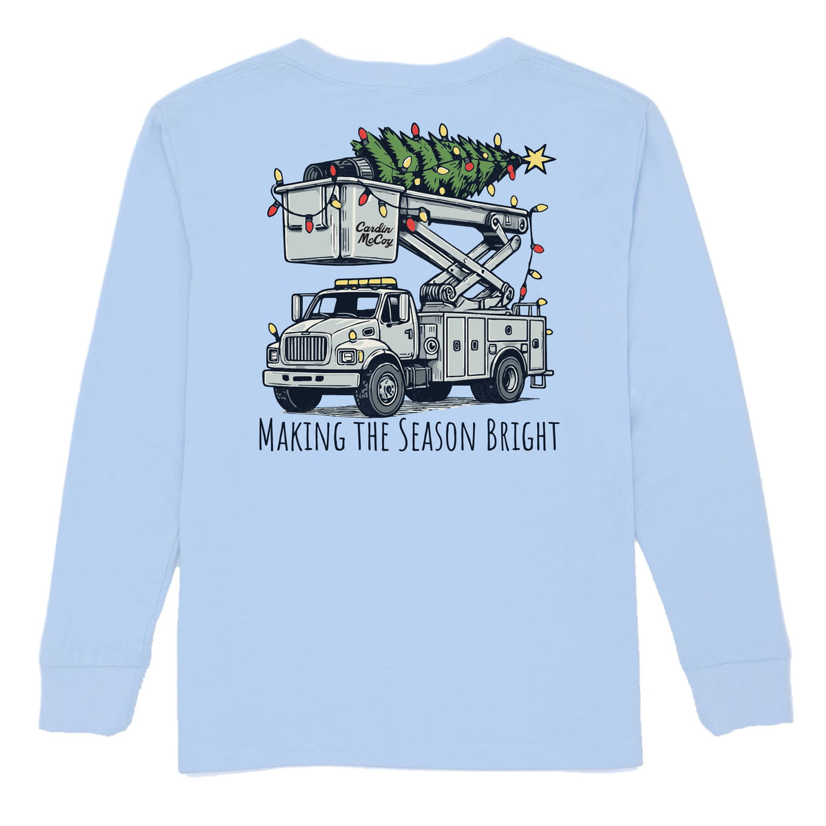 Boys' Making the Season Bright Long-Sleeve Tee Long Sleeve T-Shirt Cardin McCoy Light Blue XXS (2/3) Pocket