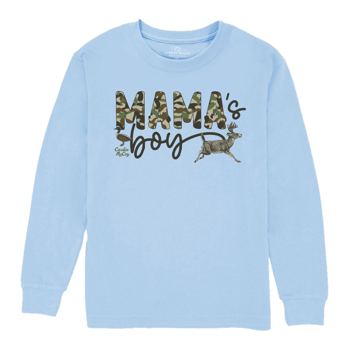 Boys' Mama's Boy Front Long-Sleeve Tee Long Sleeve T-Shirt Cardin McCoy Light Blue XXS (2/3) Pocket