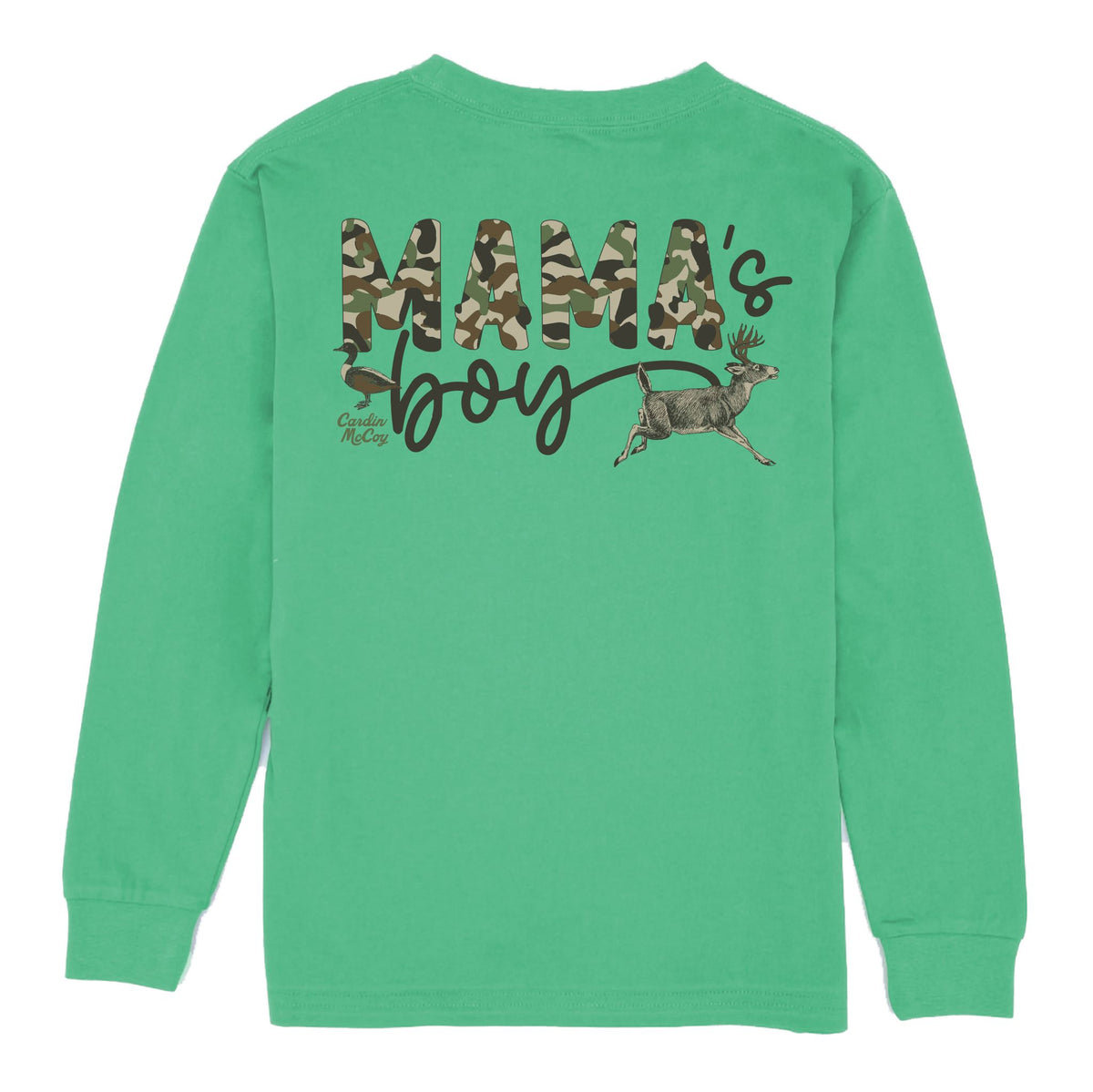 Boys' Mama's Boy Long-Sleeve Tee Long Sleeve T-Shirt Cardin McCoy Green XXS (2/3) Pocket