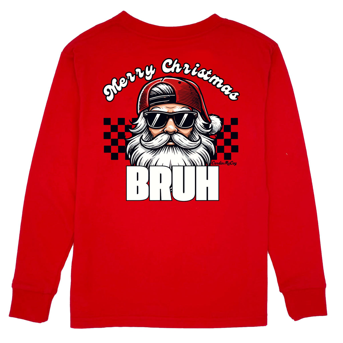 Boys' Merry Christmas Bruh Long-Sleeve Tee Long Sleeve T-Shirt Cardin McCoy Red XXS (2/3) Pocket