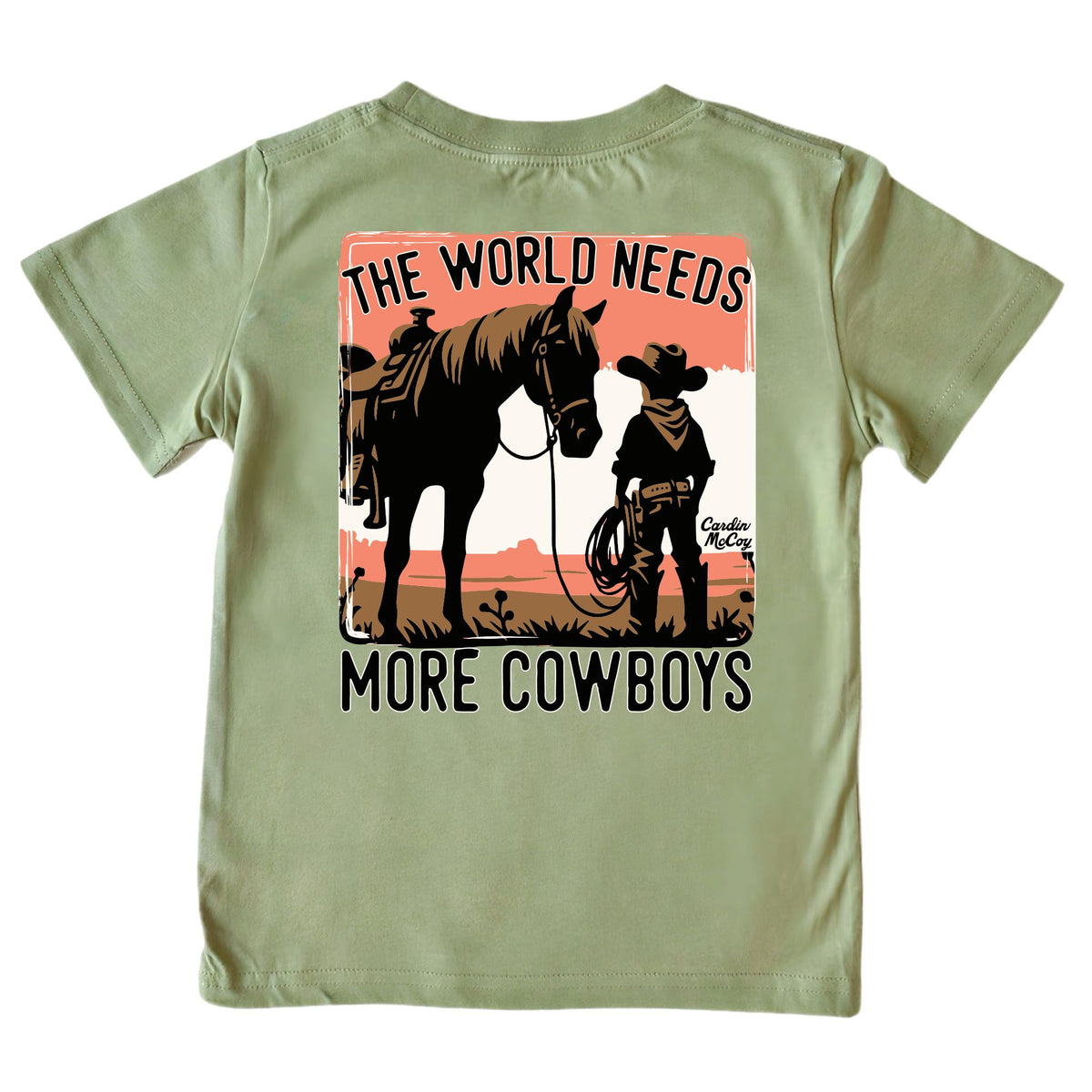 Boys' More Cowboys Short-Sleeve Tee Short Sleeve T-Shirt Cardin McCoy Light Olive XXS (2/3) Pocket