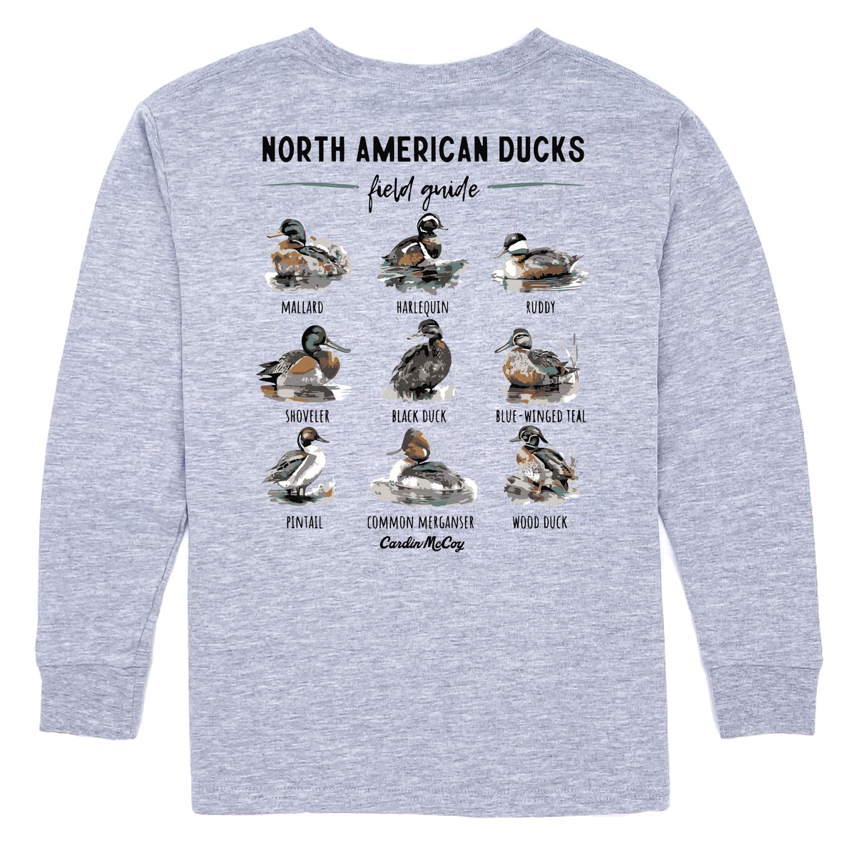 Boys' North American Ducks Long-Sleeve Tee Long Sleeve T-Shirt Cardin McCoy Heather Gray XXS (2/3) No Pocket