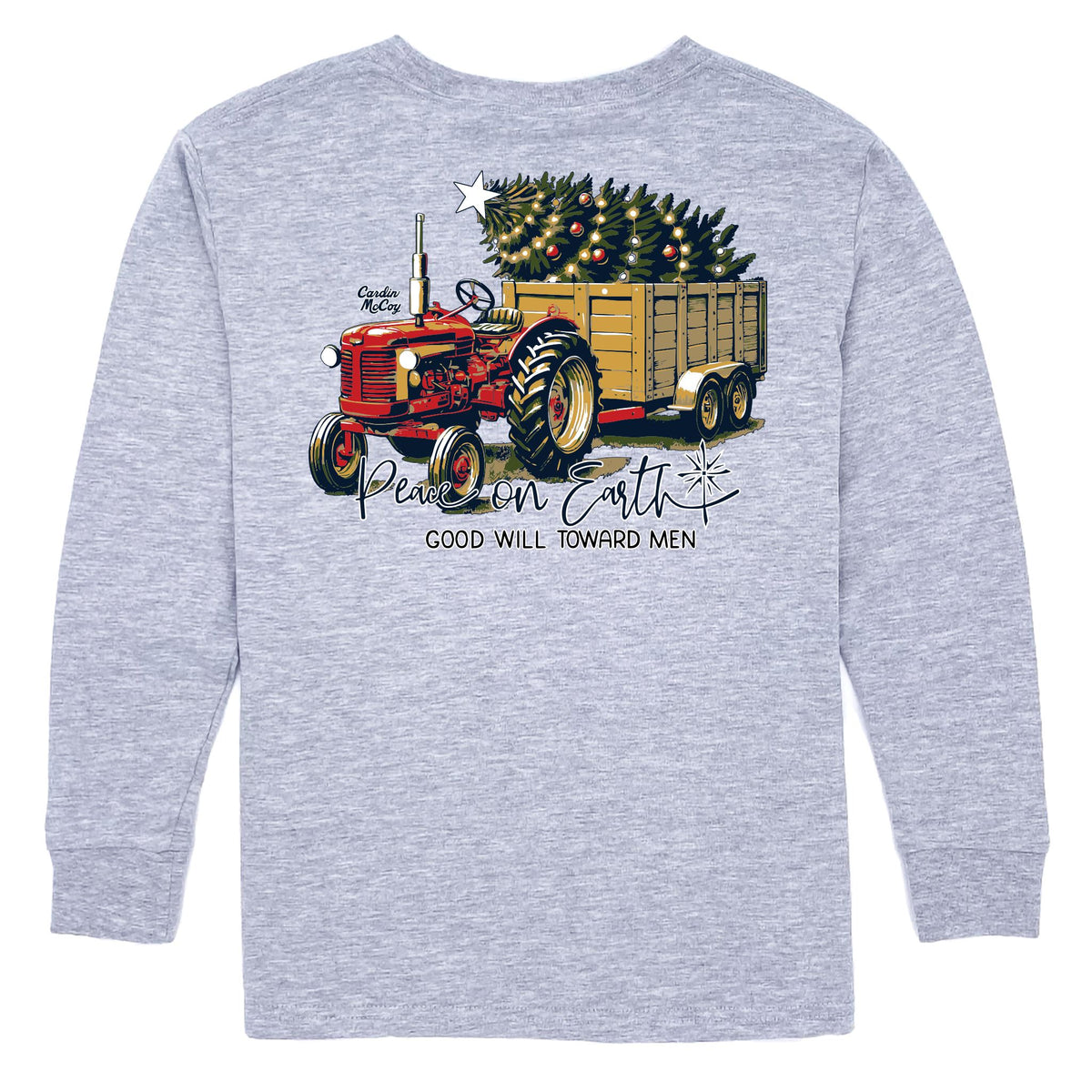 Boys' Peace on Earth Long-Sleeve Tee Long Sleeve T-Shirt Cardin McCoy Heather Gray XXS (2/3) Pocket