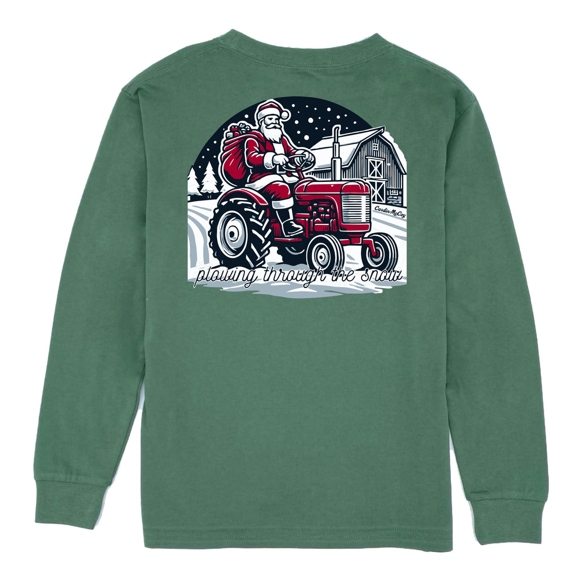 Boys' Plowing Through the Snow Long-Sleeve Tee Long Sleeve T-Shirt Cardin McCoy Dark Olive XS (4/5) Pocket