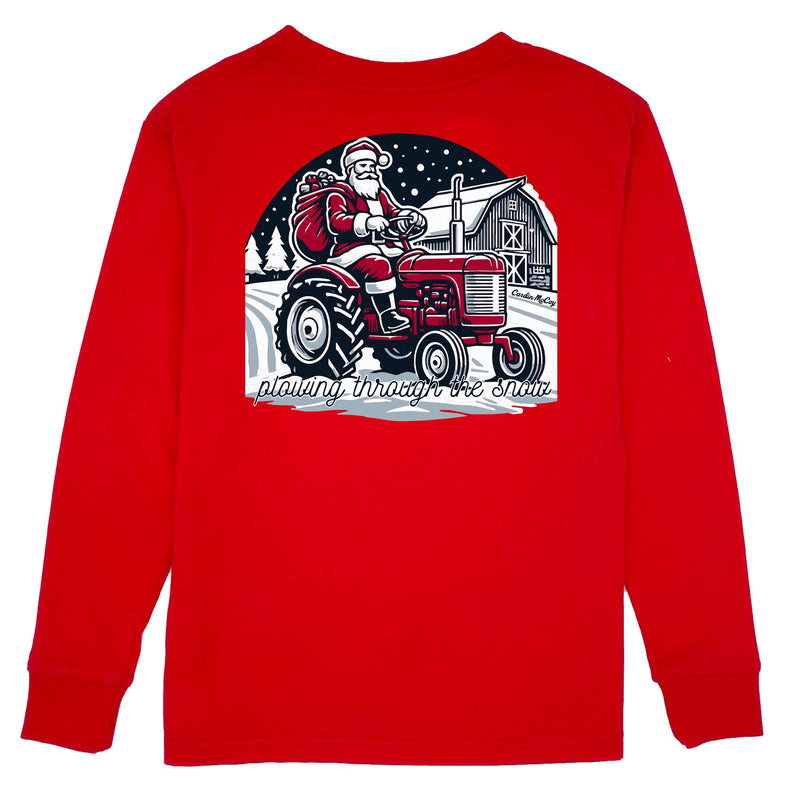 Boys' Plowing Through the Snow Long-Sleeve Tee Long Sleeve T-Shirt Cardin McCoy Red XXS (2/3) Pocket