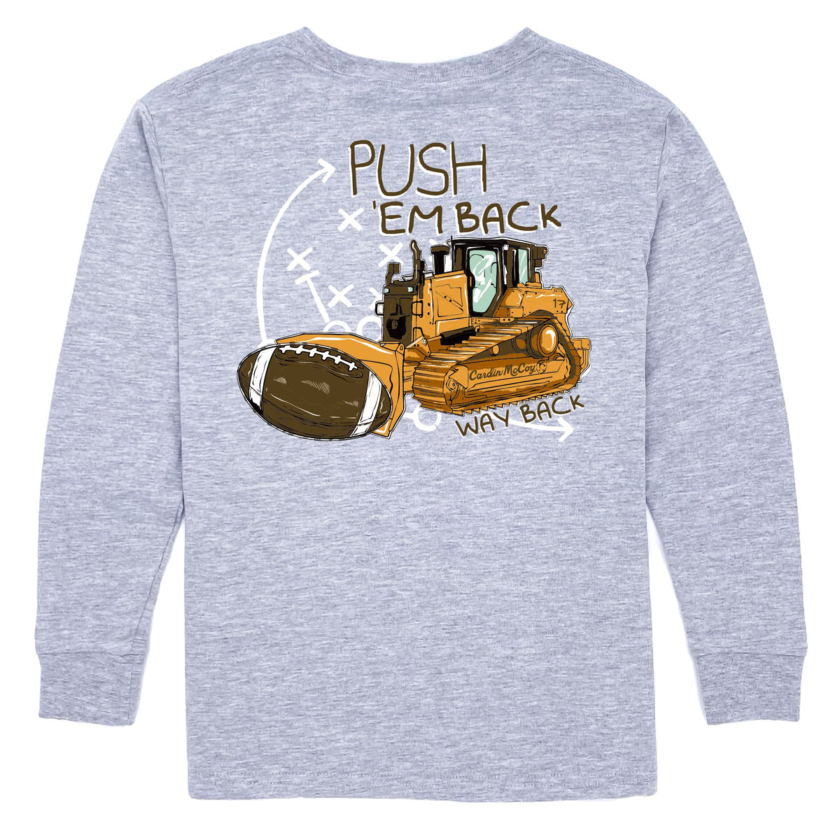 Boys' Push Em Back Long-Sleeve Tee Long Sleeve T-Shirt Cardin McCoy Heather Gray XXS (2/3) Pocket