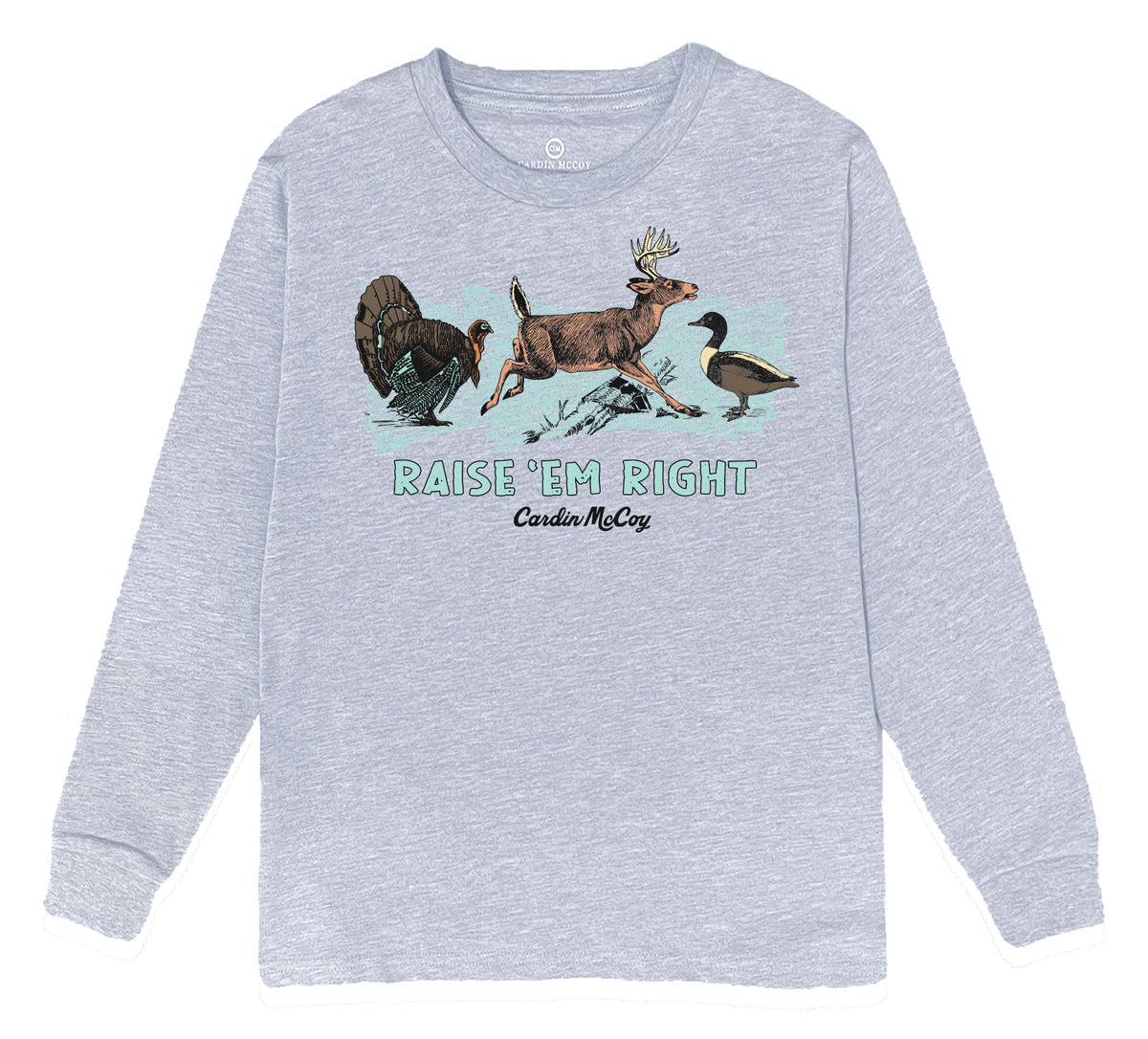 Boys' Raise Em Right Front Long-Sleeve Tee Long Sleeve T-Shirt Cardin McCoy Heather Gray XXS (2/3) 