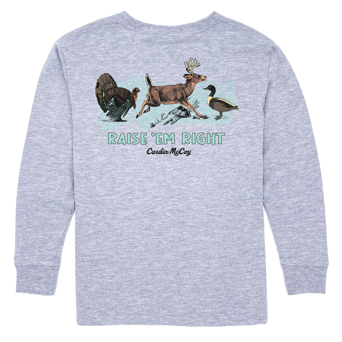 Boys' Raise Em Right Long-Sleeve Tee Long Sleeve T-Shirt Cardin McCoy Heather Gray XXS (2/3) Pocket