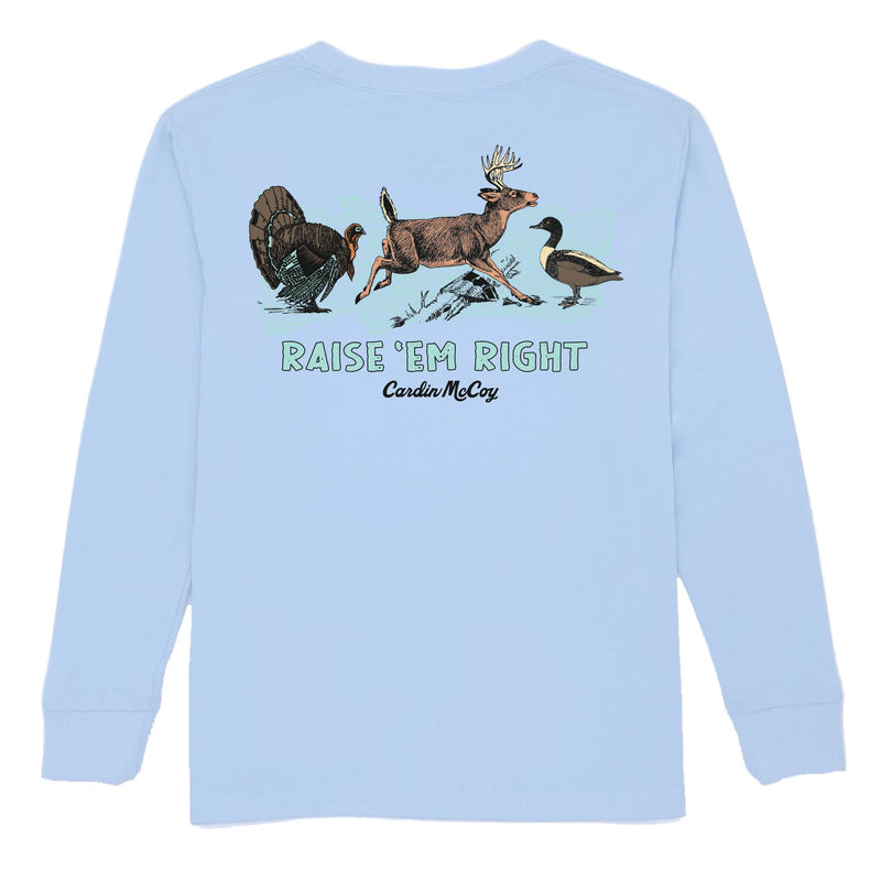 Boys' Raise Em Right Long-Sleeve Tee Long Sleeve T-Shirt Cardin McCoy Light Blue XXS (2/3) Pocket