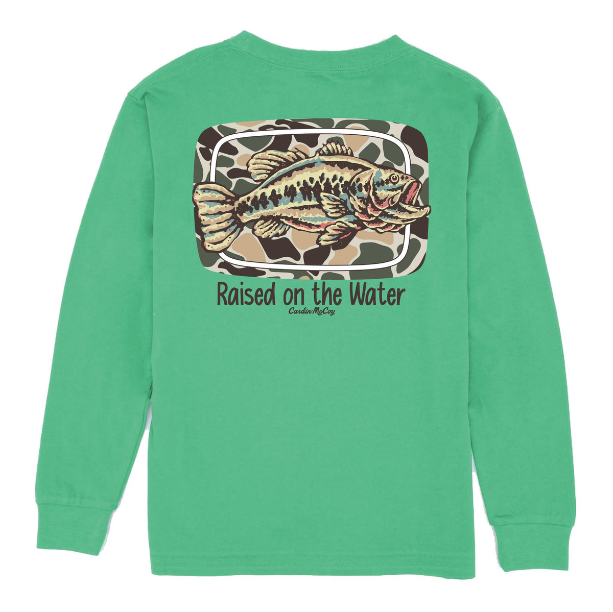 Boys' Raised on the Water Fish Long-Sleeve Tee Long Sleeve T-Shirt Cardin McCoy Green XXS (2/3) Pocket