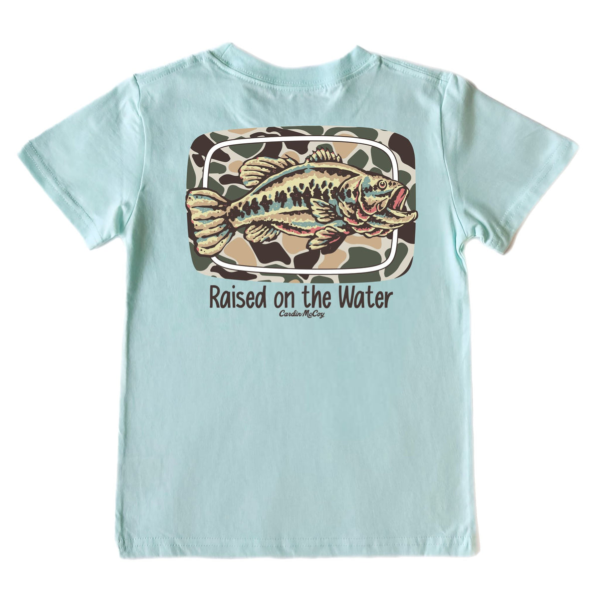 Boys' Raised on the Water Fish Short-Sleeve Tee Short Sleeve T-Shirt Cardin McCoy Blue Mint XXS (2/3) Pocket