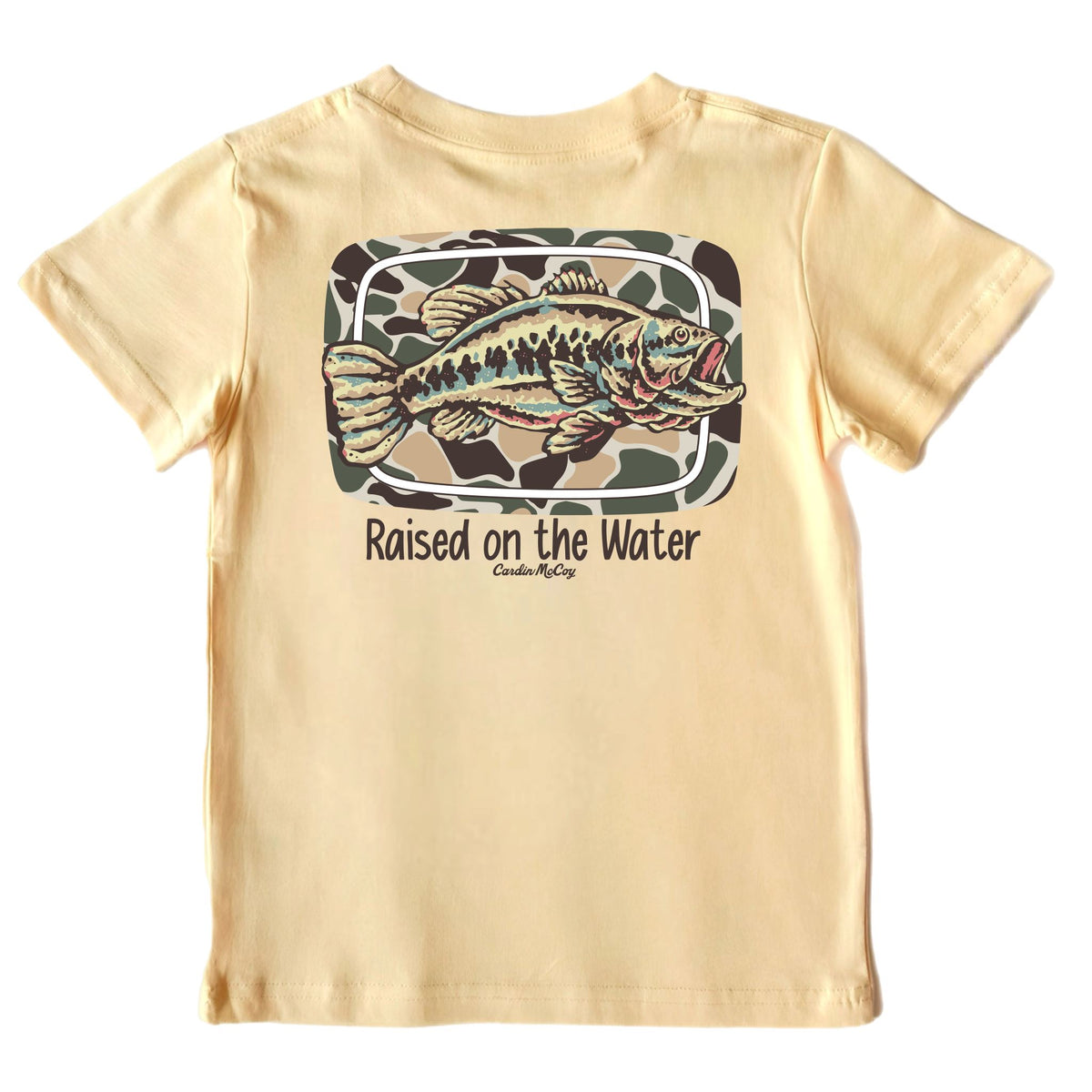 Boys' Raised on the Water Fish Short-Sleeve Tee Short Sleeve T-Shirt Cardin McCoy Butter XXS (2/3) Pocket