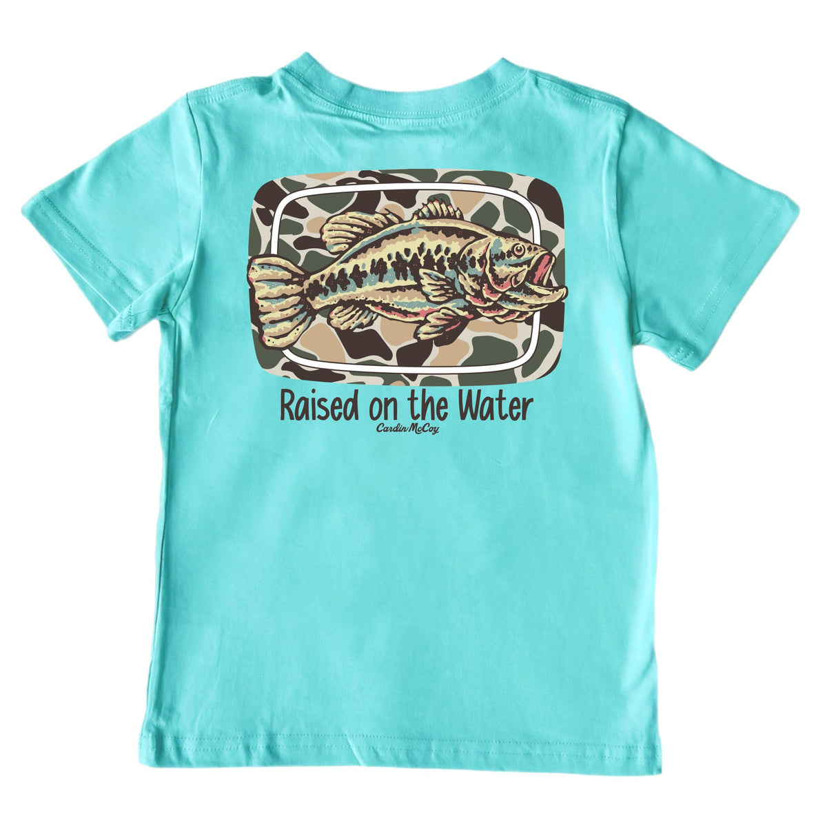 Boys' Raised on the Water Fish Short-Sleeve Tee Short Sleeve T-Shirt Cardin McCoy Teal XXS (2/3) Pocket