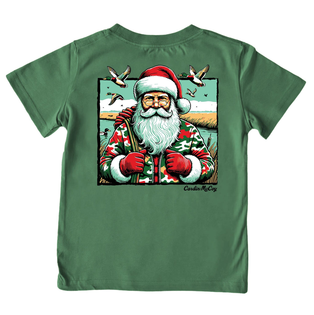 Boys' Santa Duck Hunter Short-Sleeve Tee Short Sleeve T-Shirt Cardin McCoy Dark Olive XXS (2/3) Pocket