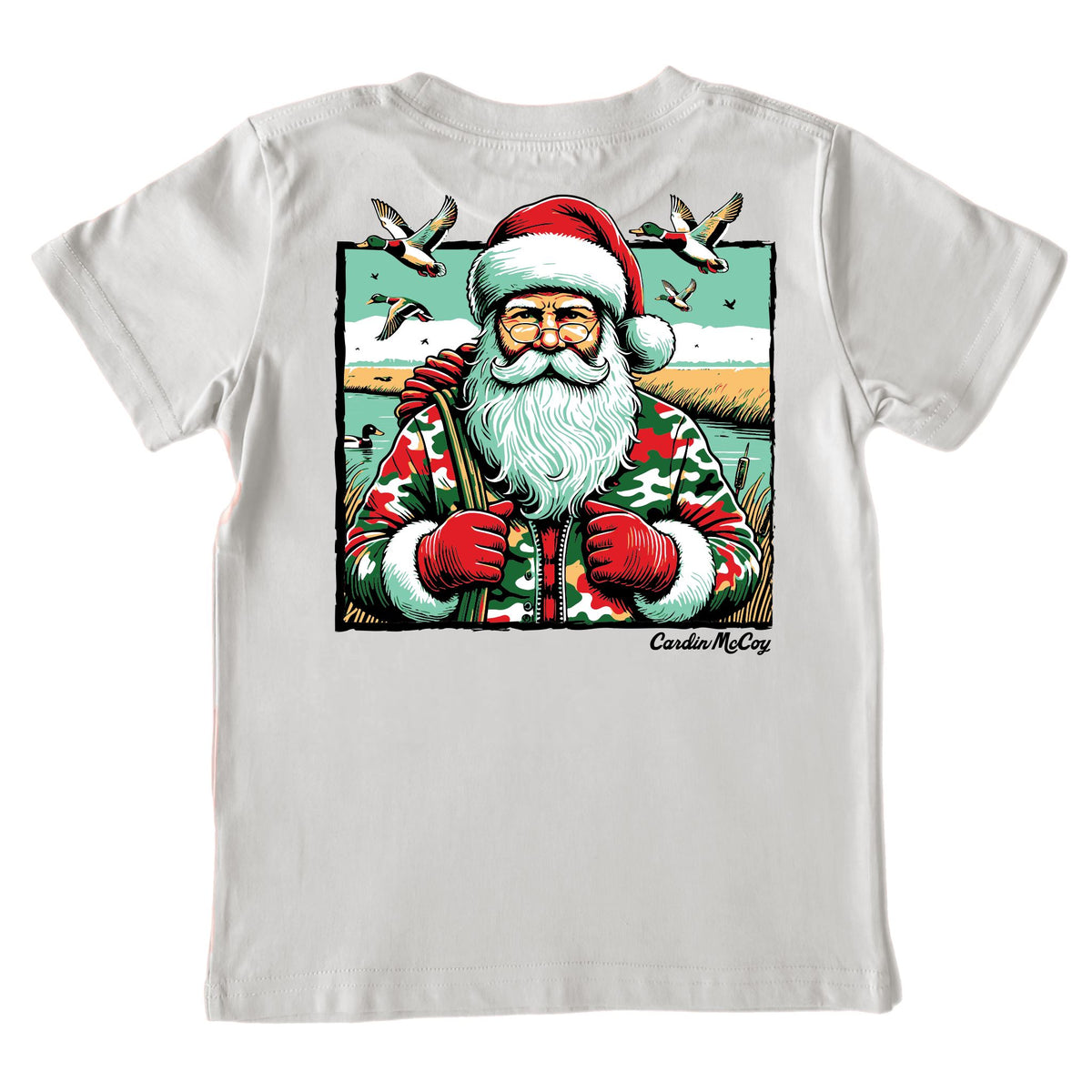 Boys' Santa Duck Hunter Short-Sleeve Tee Short Sleeve T-Shirt Cardin McCoy Ice Gray XXS (2/3) Pocket