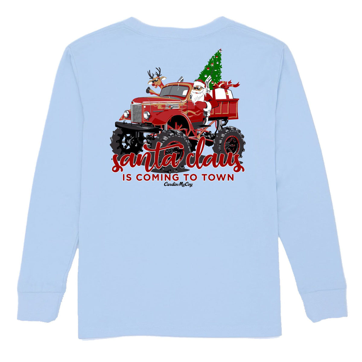 Boys' Santa's Coming to Town Long-Sleeve Tee Long Sleeve T-Shirt Cardin McCoy Light Blue XXS (2/3) Pocket