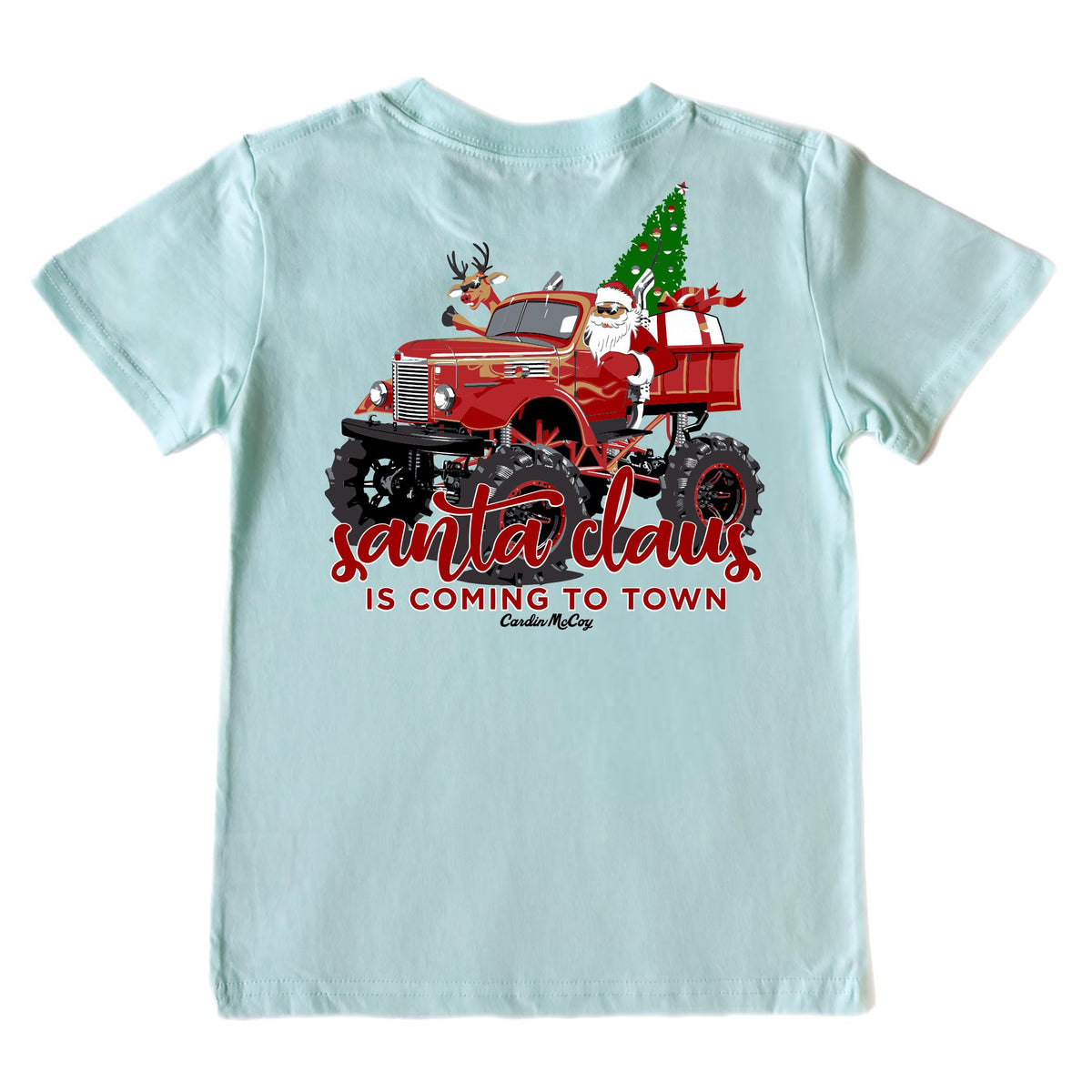 Boys' Santa's Coming to Town Short-Sleeve Tee Short Sleeve T-Shirt Cardin McCoy Blue Mint XXS (2/3) Pocket