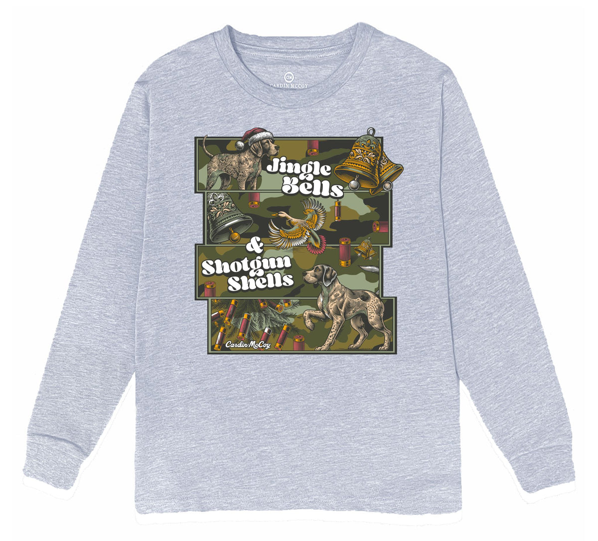 Boys' Shotgun Shells Front Long-Sleeve Tee Long Sleeve T-Shirt Cardin McCoy Heather Gray XXS (2/3) No Pocket