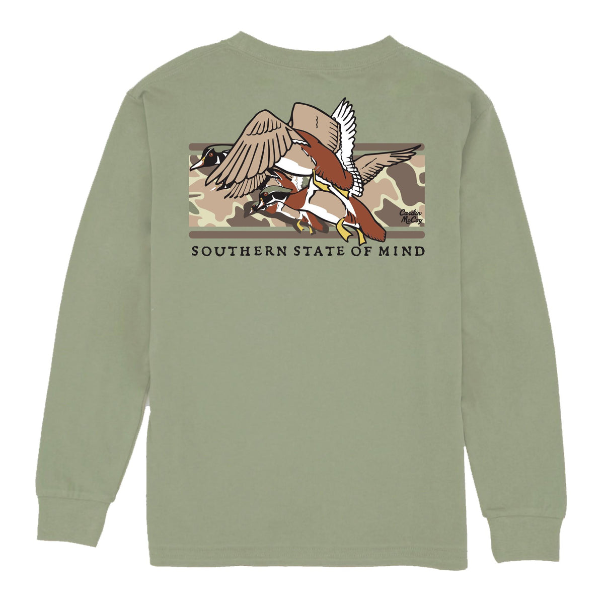 Boys' Southern State of Mind Long-Sleeve Tee Long Sleeve T-Shirt Cardin McCoy Light Olive XXS (2/3) Pocket