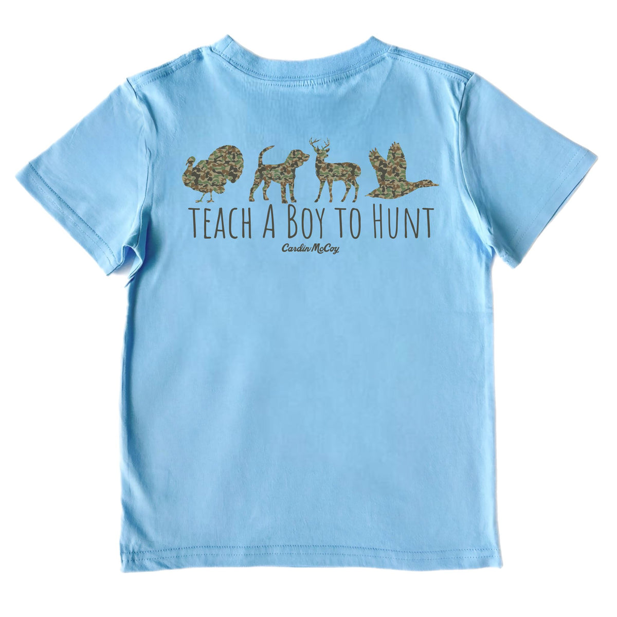 Boys' Teach a Boy to Hunt Short-Sleeve Tee Short Sleeve T-Shirt Cardin McCoy Light Blue XXS (2/3) No Pocket