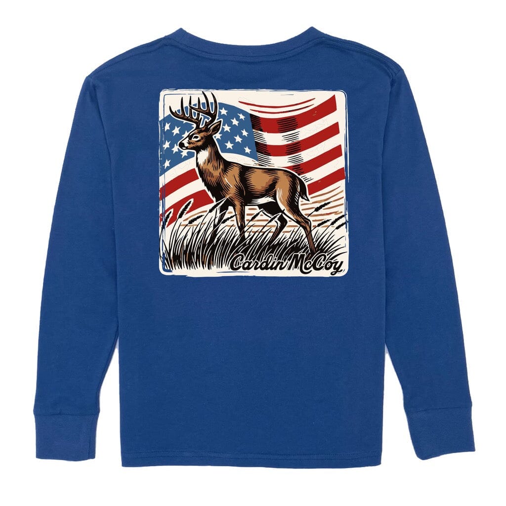 Boys' Vintage Deer Long-Sleeve Tee Short Sleeve T-Shirt Cardin McCoy Blue XXS (2/3) Pocket