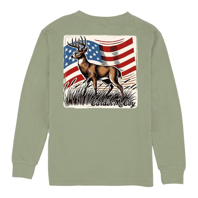 Boys' Vintage Deer Long-Sleeve Tee Short Sleeve T-Shirt Cardin McCoy Light Olive XXS (2/3) Pocket