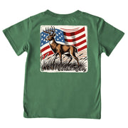 Boys' Vintage Deer Short-Sleeve Tee Short Sleeve T-Shirt Cardin McCoy Dark Olive XXS (2/3) Pocket