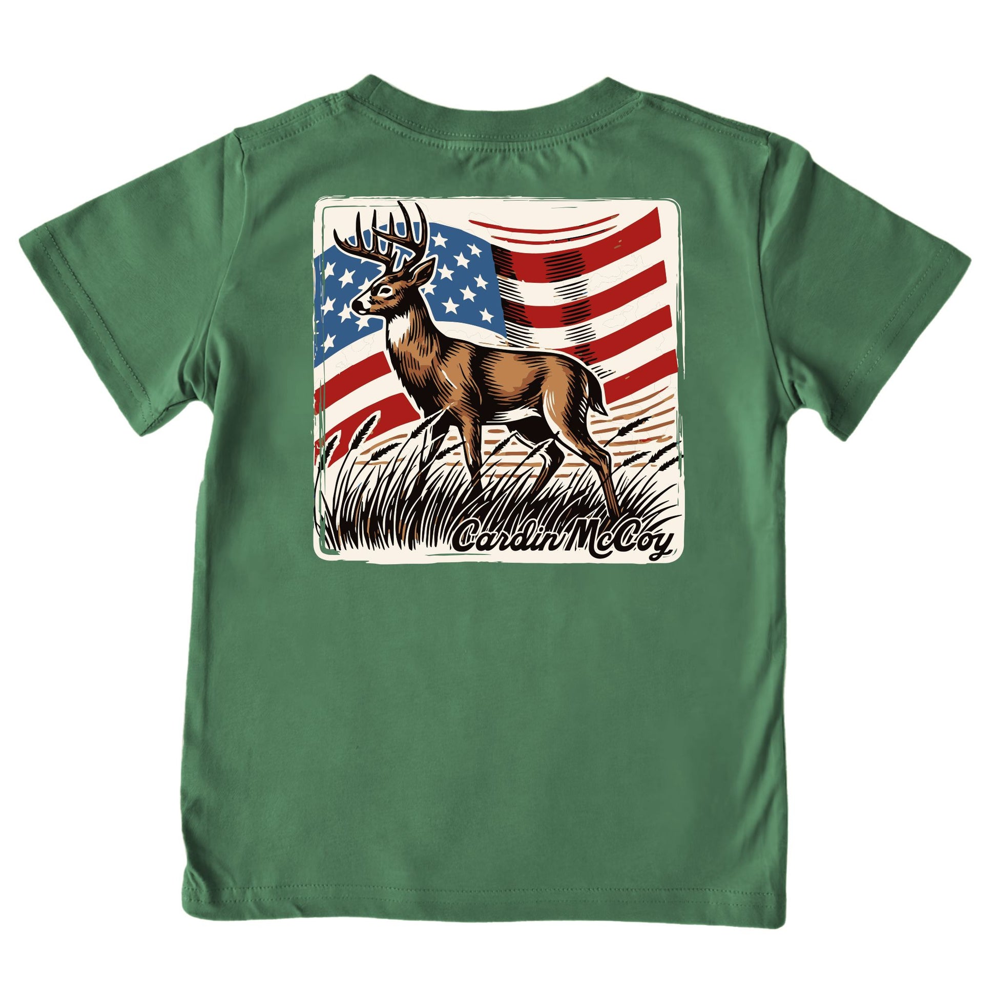 Boys' Vintage Deer Short-Sleeve Tee Short Sleeve T-Shirt Cardin McCoy Dark Olive XXS (2/3) Pocket