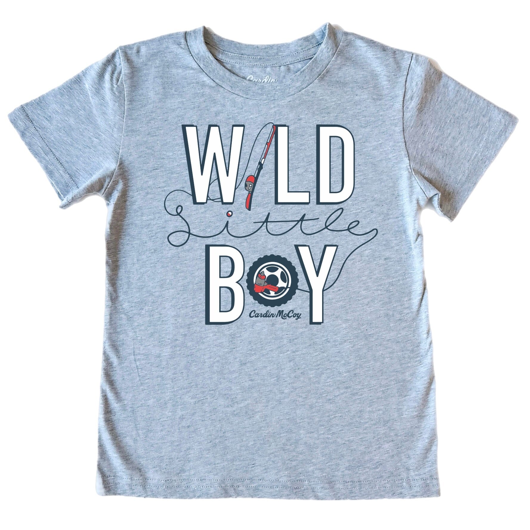Boys' Wild Little Boy Front Short-Sleeve Tee Short Sleeve T-Shirt Cardin McCoy Heather Gray XXS (2/3) No Pocket