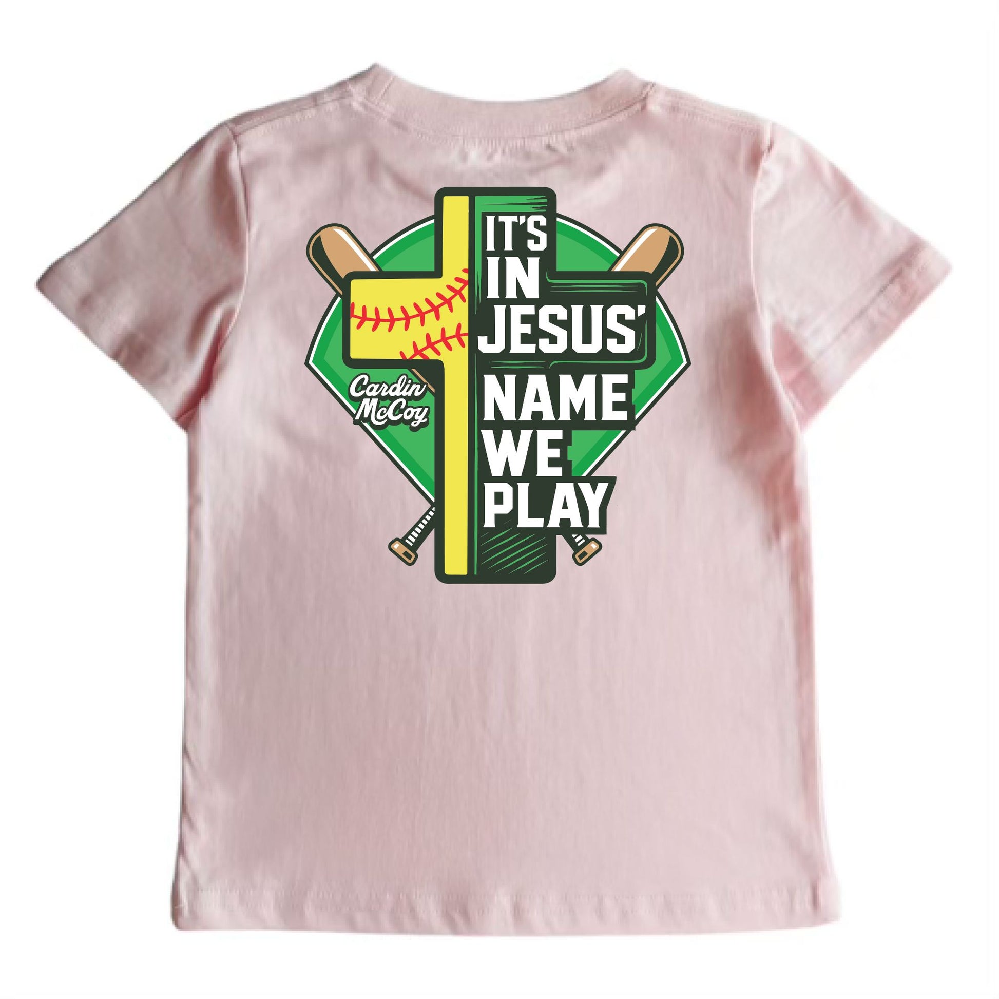 Girls' In Jesus Name Softball Short-Sleeve Tee Short Sleeve T-Shirt Cardin McCoy Light Pink XXS (2/3) Pocket
