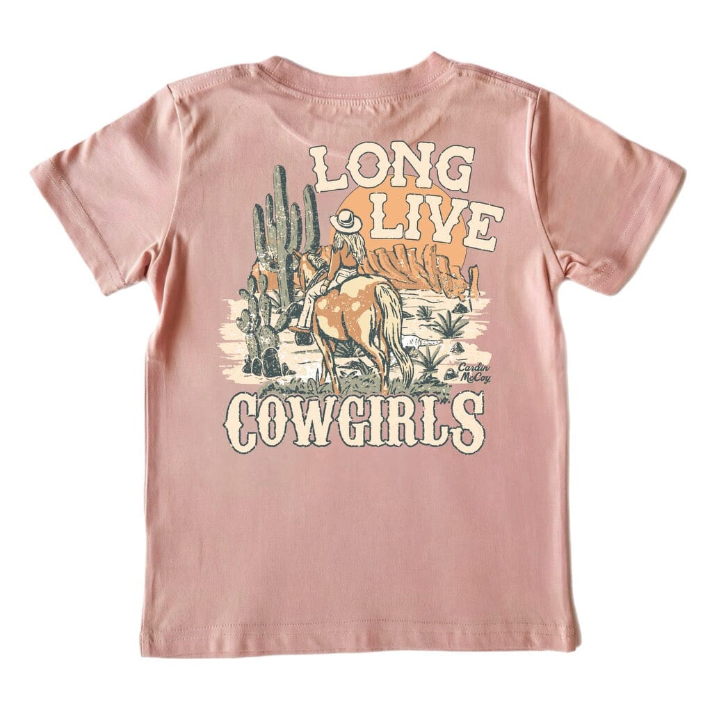 Girls' Long Live Cowgirls Short-Sleeve Tee Short Sleeve T-Shirt Cardin McCoy Rose Tan XXS (2/3) Pocket