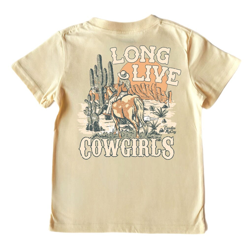 Girls' Long Live Cowgirls Short-Sleeve Tee Short Sleeve T-Shirt Cardin McCoy Sand XXS (2/3) Pocket