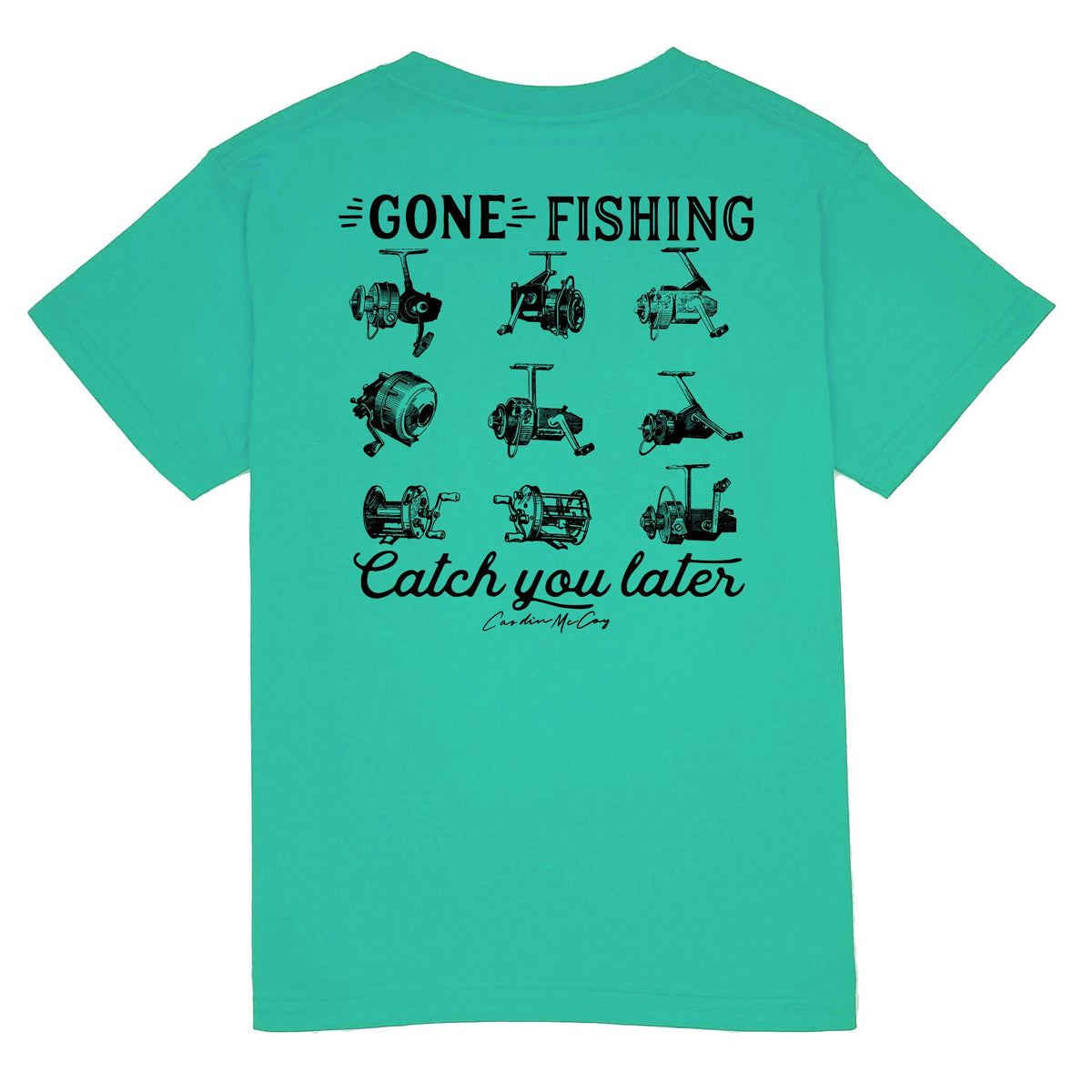 Gone Fishing Reels Short Sleeve Tee Short Sleeve T-Shirt Cardin McCoy Teal XXS (2/3) 