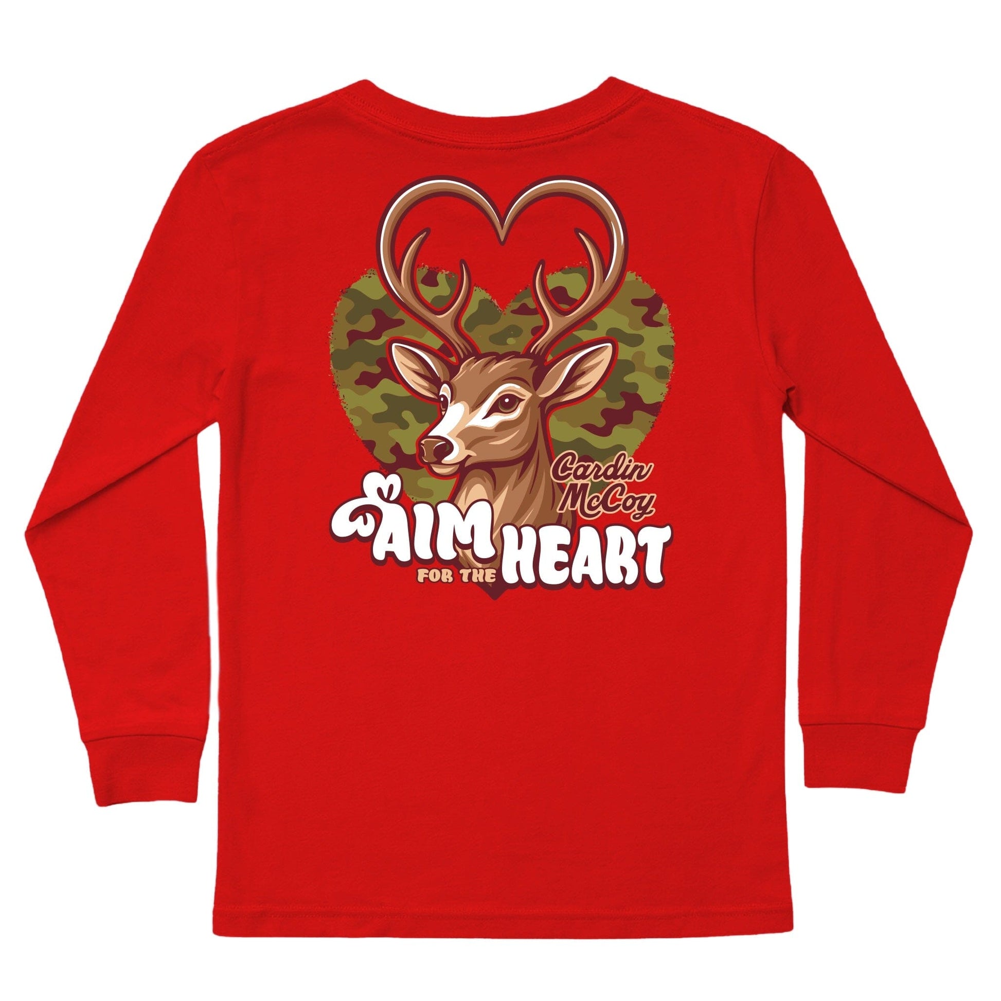 Kids' Aim For The Heart Long-Sleeve Tee Long Sleeve T-Shirt Cardin McCoy Red XXS (2/3) Pocket