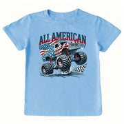 Kids' American Monster Truck Front Short-Sleeve Tee Short Sleeve T-Shirt Cardin McCoy Light Blue XXS (2/3) Front