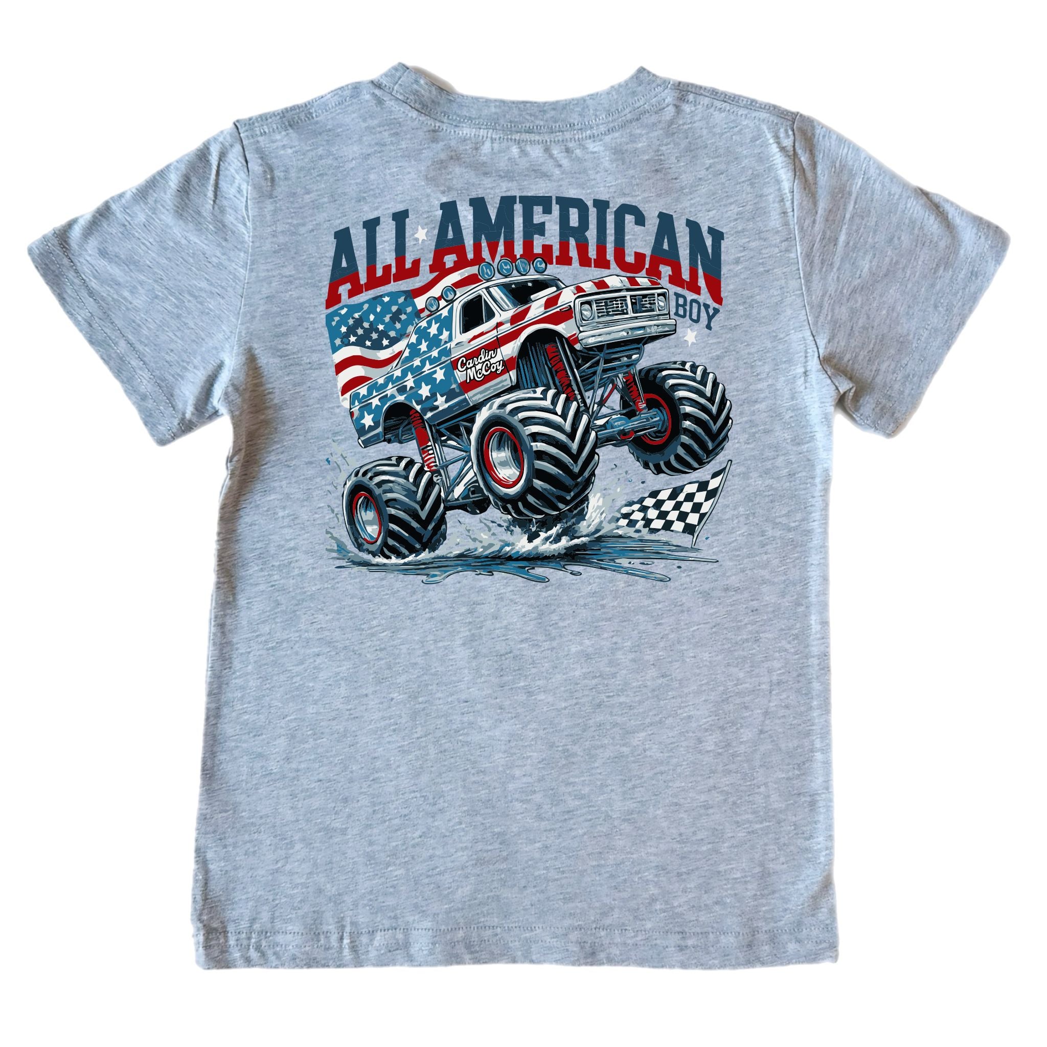 Kids' American Monster Truck Short-Sleeve Tee Short Sleeve T-Shirt Cardin McCoy Heather Gray XXS (2/3) Pocket