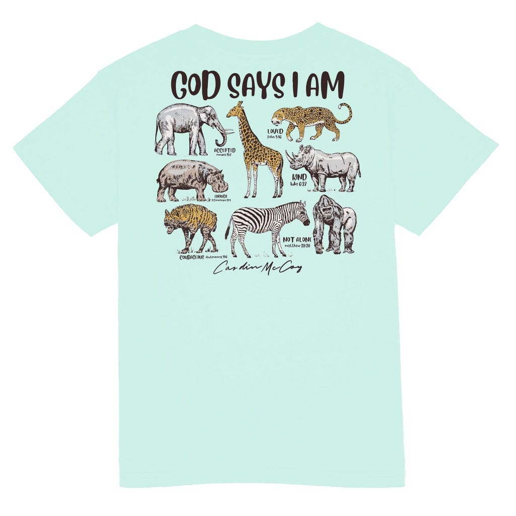 Kids' Animals God Says I Am Short Sleeve Pocket Tee Short Sleeve T-Shirt Cardin McCoy Blue Mint XXS (2/3) 