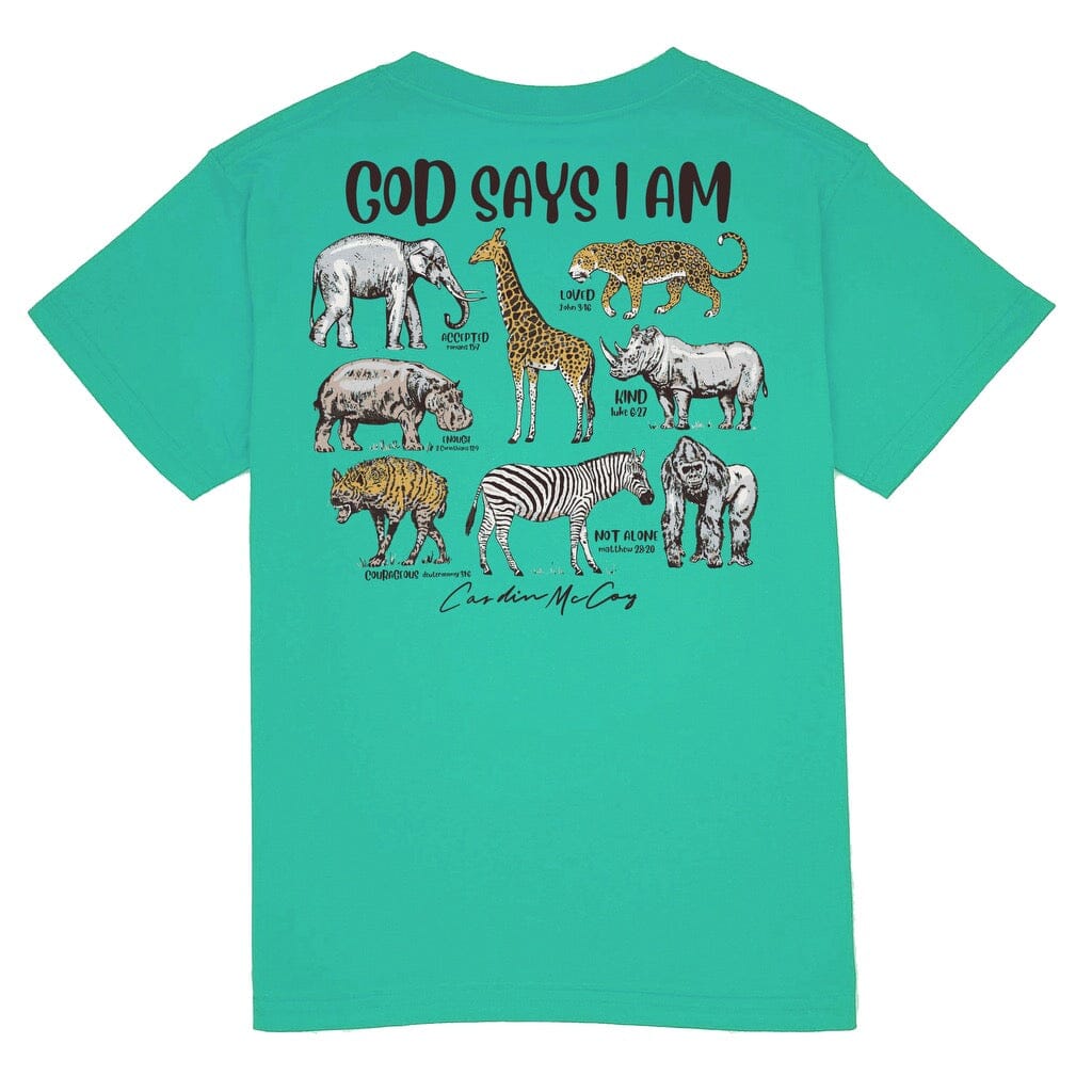 Kids' Animals God Says I Am Short Sleeve Pocket Tee Short Sleeve T-Shirt Cardin McCoy Teal XXS (2/3) 