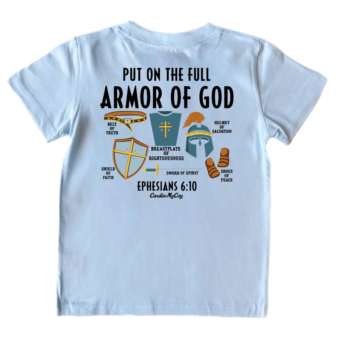Kids' Armor of God Short-Sleeve Tee Short Sleeve T-Shirt Cardin McCoy Cool Blue XXS (2/3) Pocket