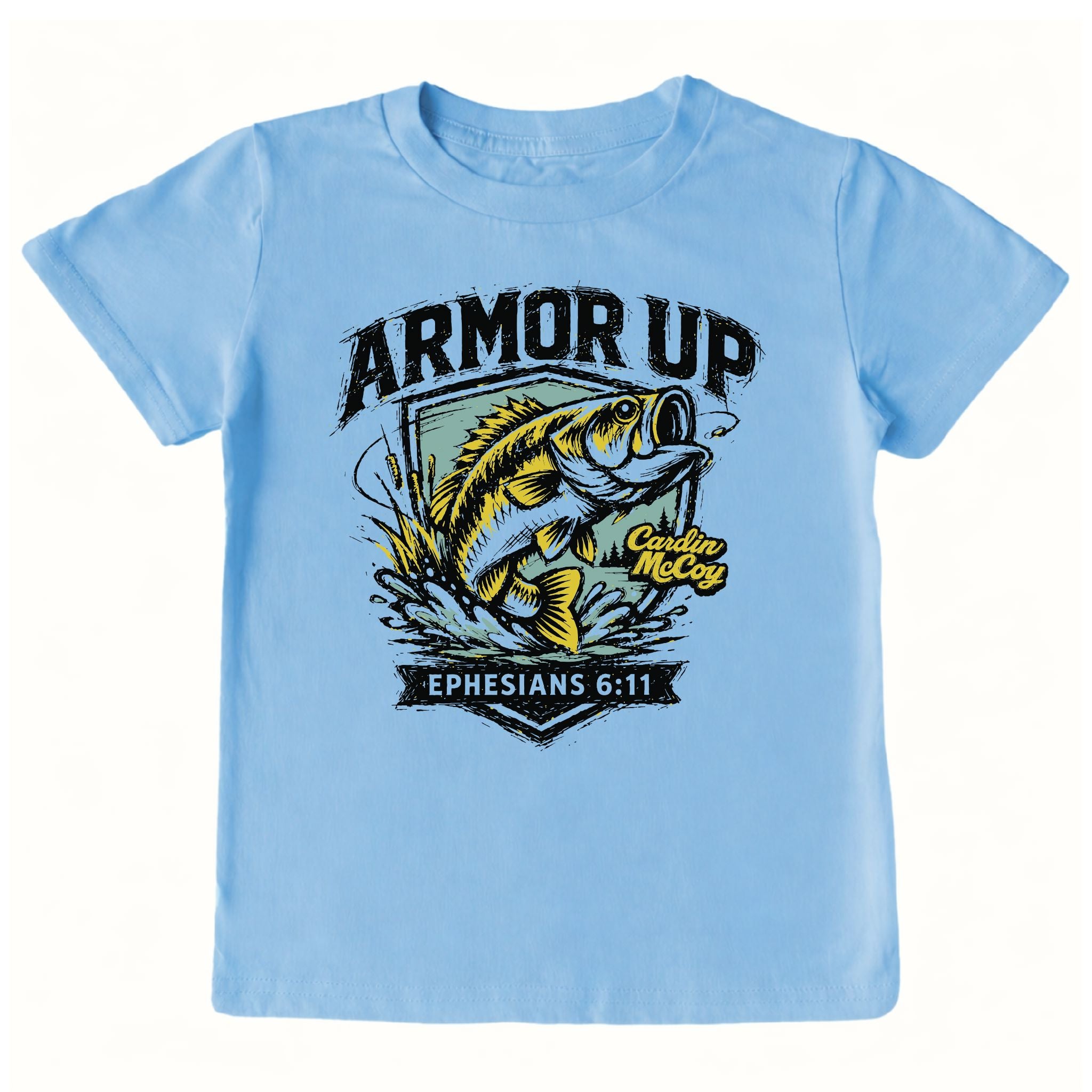 Kids' Armor Up Front Design Short-Sleeve Tee Short Sleeve T-Shirt Cardin McCoy Light Blue XXS (2/3) Front