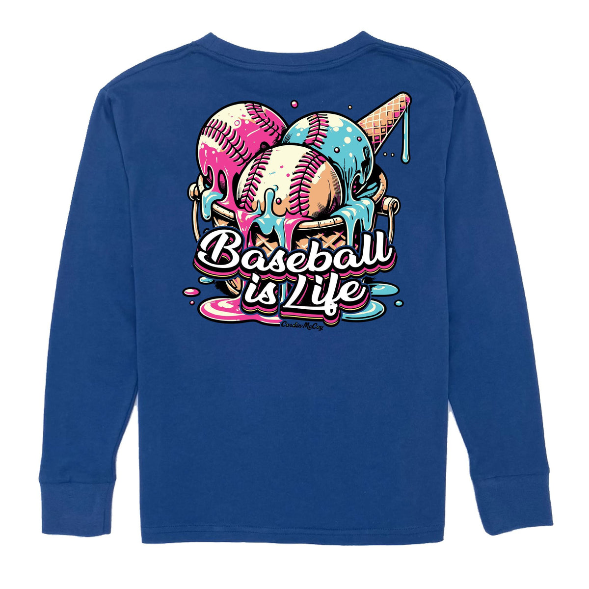 Kids' Baseball Drip Pink Long-Sleeve Tee Long Sleeve T-Shirt Cardin McCoy Blue XXS (2/3) Pocket