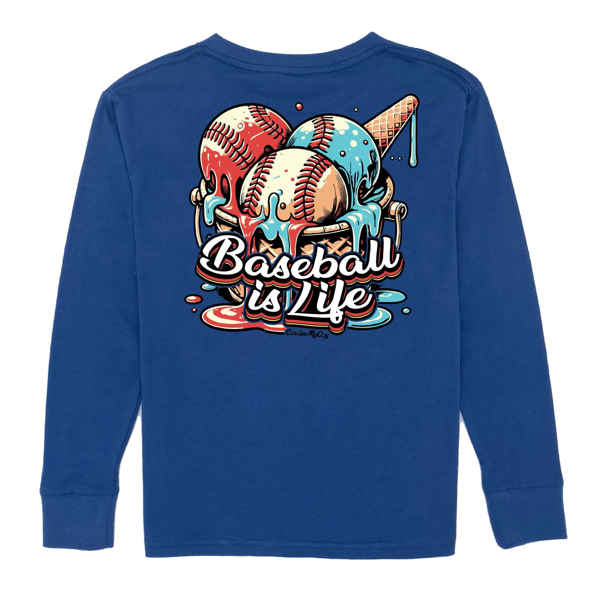 Kids' Baseball Drip Red Long-Sleeve Tee Long Sleeve T-Shirt Cardin McCoy Blue XXS (2/3) Pocket